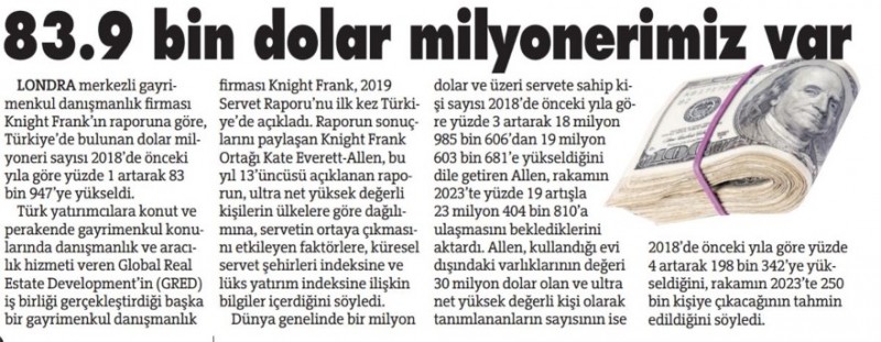 83.9 Bin Dolar Milyonerimiz Var