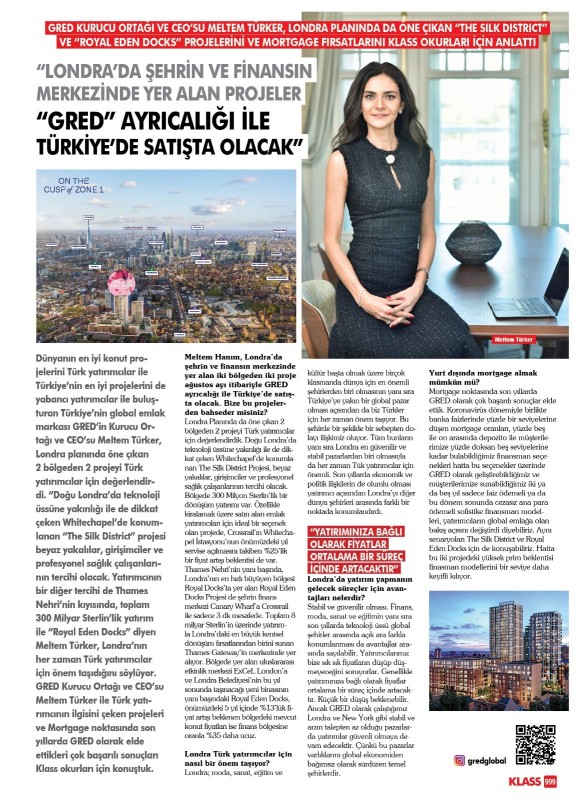 Londra'da Şehrin ve Finansın Merkezinde Yer Alan Projeler "GRED" Ayrıcalığı ile Türkiye'de Satışta Olacak
